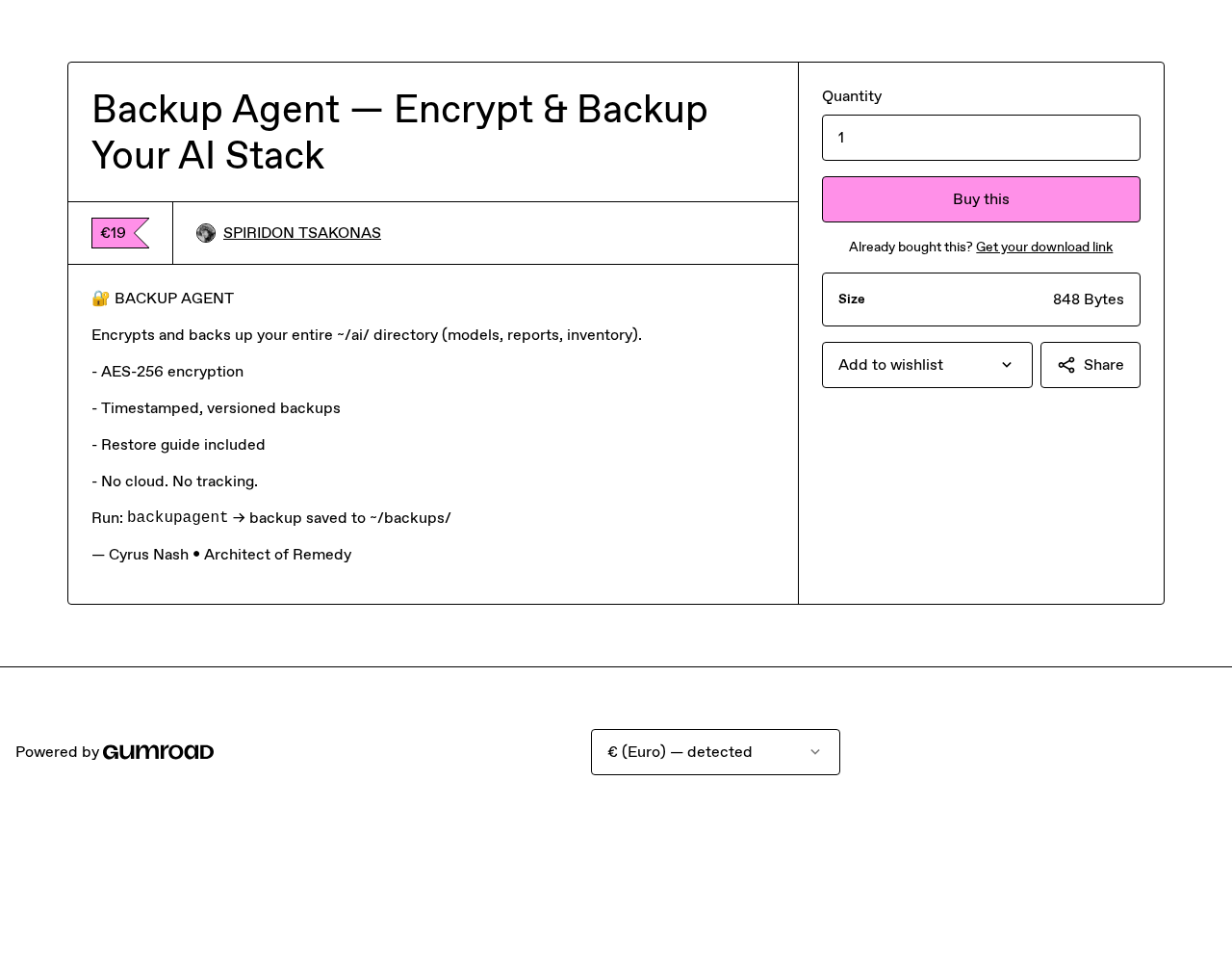 Gumroad listing screenshot