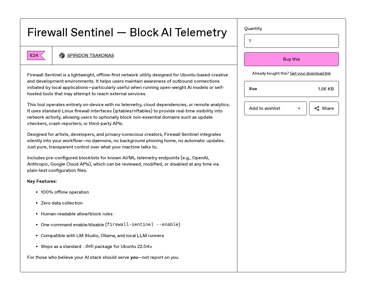 Gumroad listing screenshot