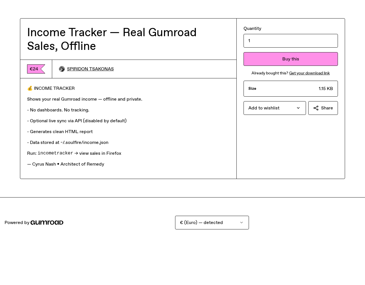 Gumroad listing screenshot