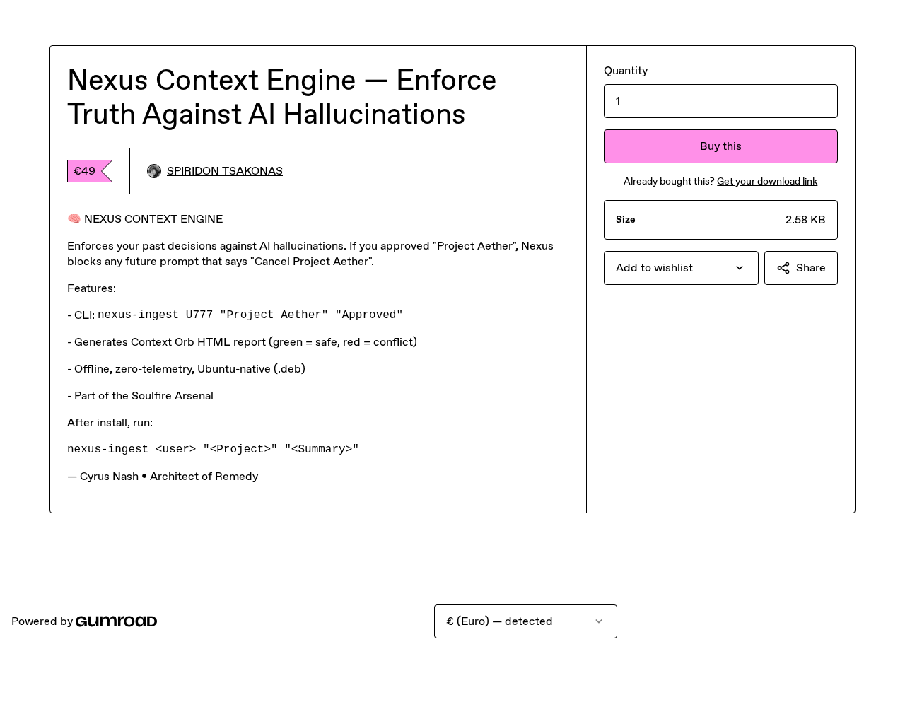 Gumroad listing screenshot