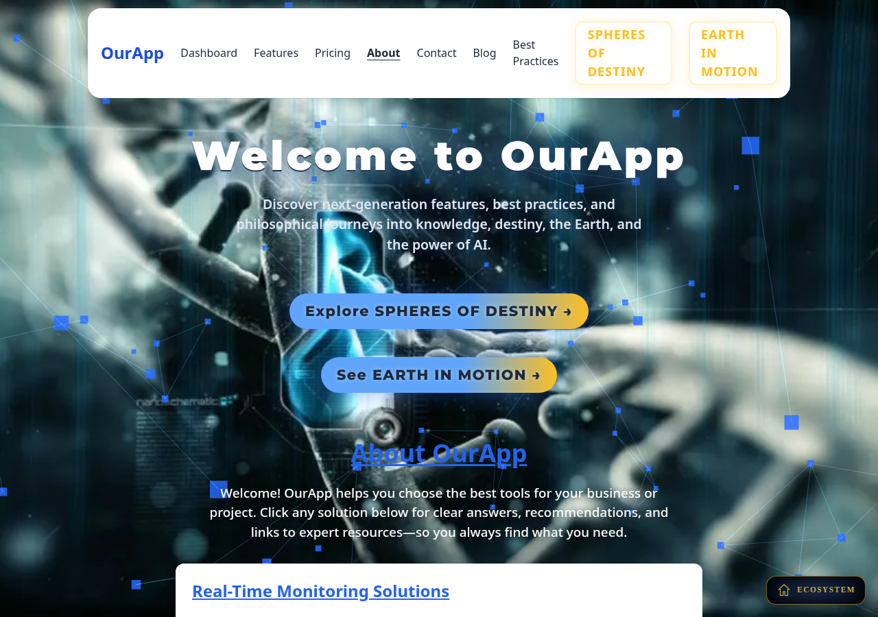 Real screenshot: the OurApp home page.