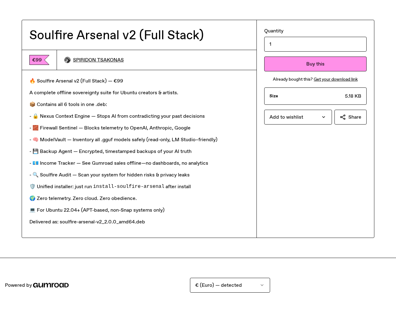 Gumroad listing screenshot